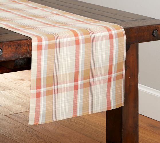 Pottery Barn PUMPKIN PLAID TABLE RUNNER pottery barn 20 percent sale