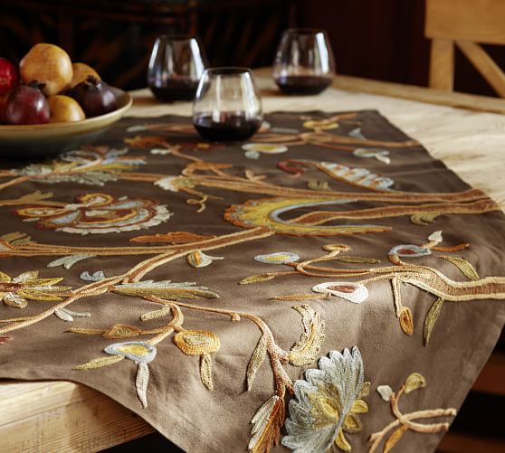 Pottery Barn SANDI PALAMPORE CREWEL EMBROIDERED TABLE THROW 20 percent sale
