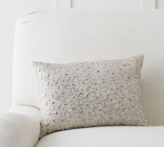 Pottery Barn SILVER BEADED BOUDOIR PILLOW pottery barn fall decorating sale