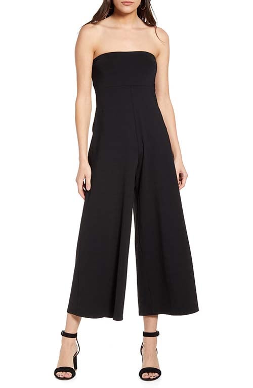 Susana Monaco Strapless Wide Leg Jumpsuit Black jumpsuits women trend fashion style date