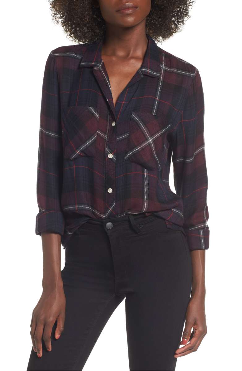 THREAD & SUPPLY Khalessi Plaid Shirt Navy Blue Red plaid shirts under 100 dollars women nordstrom
