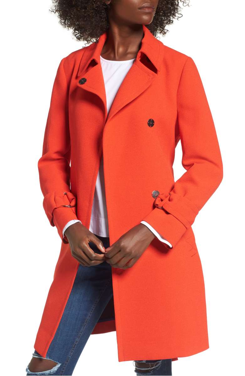 TOPSHOP Daisy Crepe Truster Trench Coat Red trench coats fall 2017