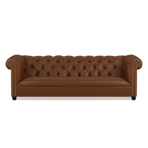 Williams Sonoma Home Bond Chesterfield Leather Sofa Tuscan Leather Bourbon Grade F buy more save more sale