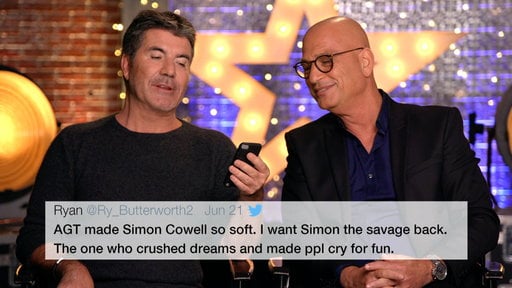 Watch America's Got Talent Season 12 episode 22 Semifinals Results 2 Videos: Wednesday, September 13, 2017. See your AGT season 12 judges Simon Cowell, Heidi Klum, Mel B and Howie Mandel read tweets from AGT fans.
