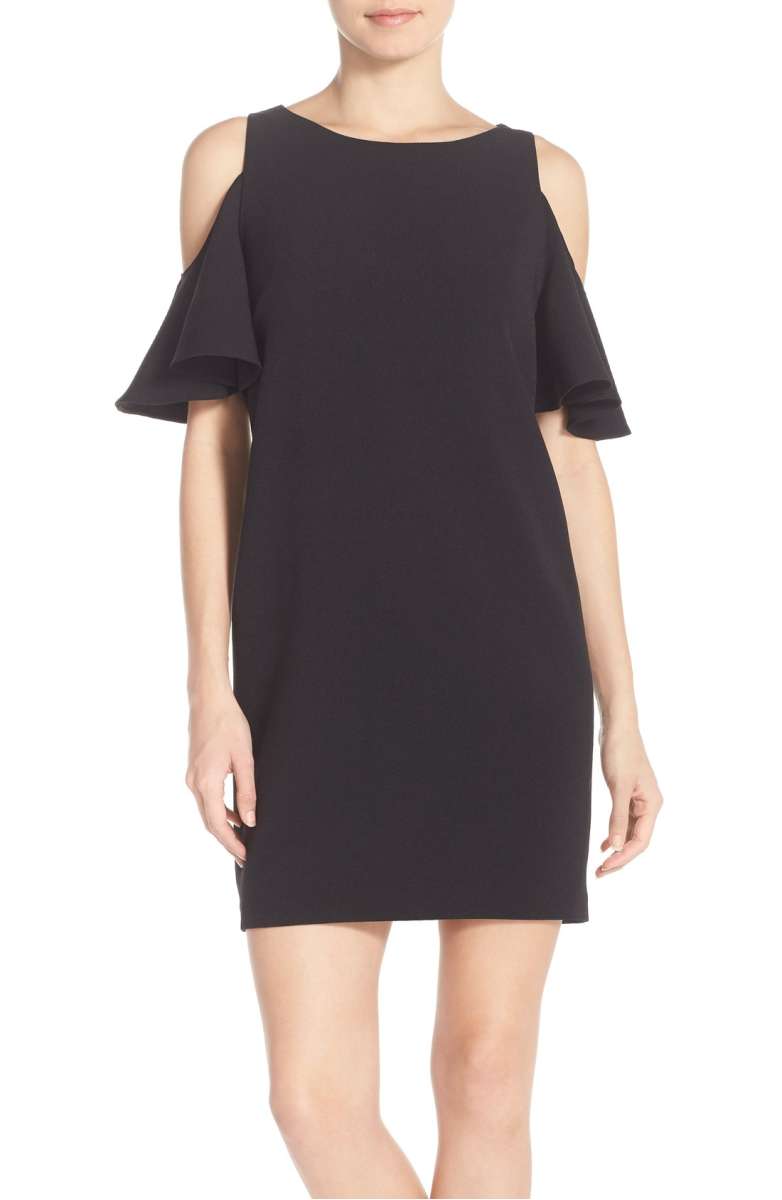 CHELSEA28 'Peek-A-Boo' Cold Shoulder Shift Dress Black little black dresses holiday party