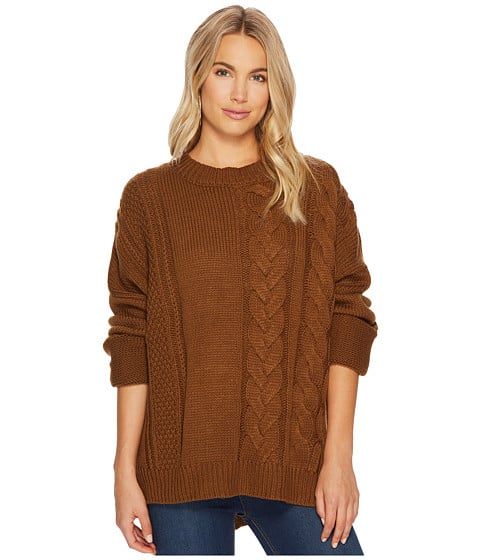 J.O.A. Cable Crew Neck Sweater Brown cable knit sweaters under 100 dollars