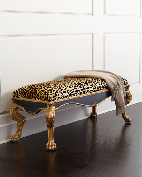 John-Richard Collection Zahra Leopard Bench Horchow bed and bath sale