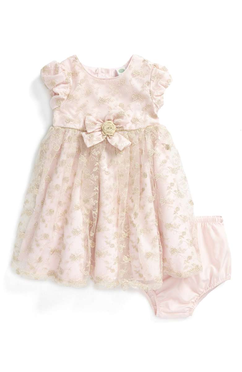 LITTLE ME Floral Embroidery Dress Light Pink thanksgiving dresses for baby girls