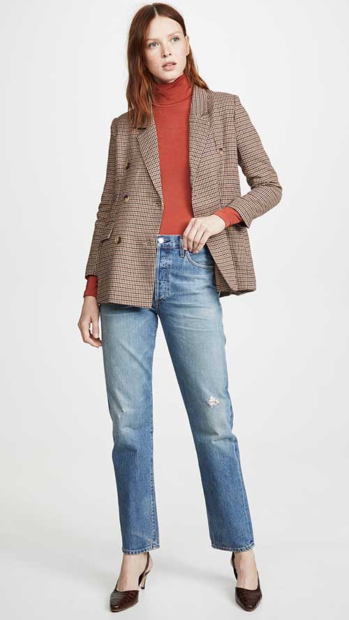 Lioness The Don Jacket Tan Check plaid coats blazers women
