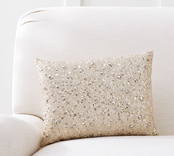 MONIQUE LHUILLIER BEADED LUMBAR PILLOW monique lhuillier for pottery barn collection