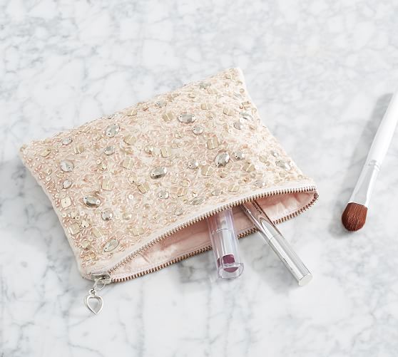 MONIQUE LHUILLIER BLOSSOM BEADED COSMETIC BAG monique lhuillier for pottery barn collection