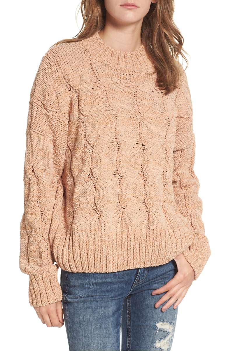 MOON RIVER Cable Knit Sweater Salmon cable knit sweaters under 100 dollars
