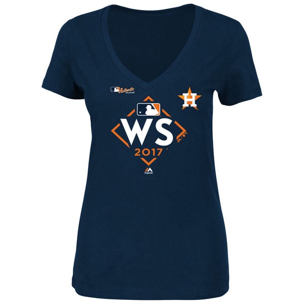 Majestic Houston Astros Women's Navy 2017 World Series Bound WS T-Shirt Blue Orange houston astros alcs champions