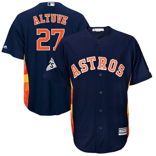 Majestic Jose Altuve Houston Astros Navy 2017 World Series Bound Cool Base Player Jersey alcs champions houston astros
