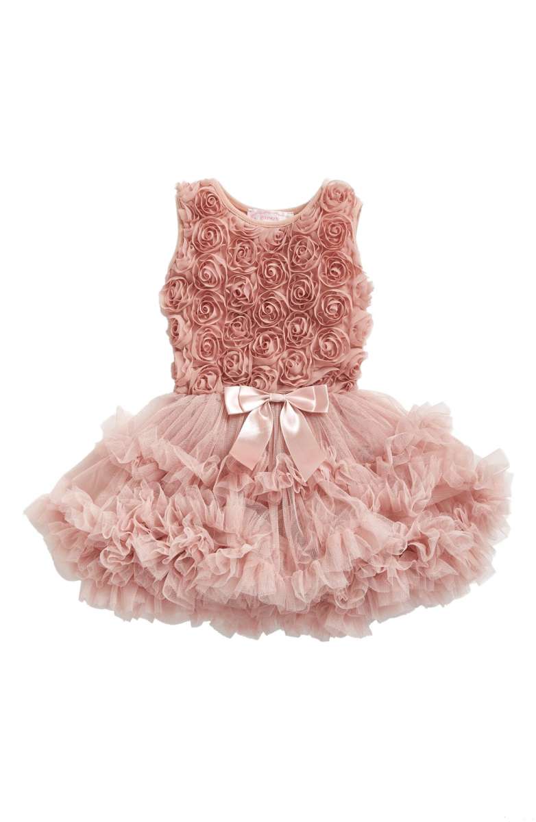 POPATU Ribbon Rosette Pettidress Dusty Pink thanksgiving dresses for baby girls