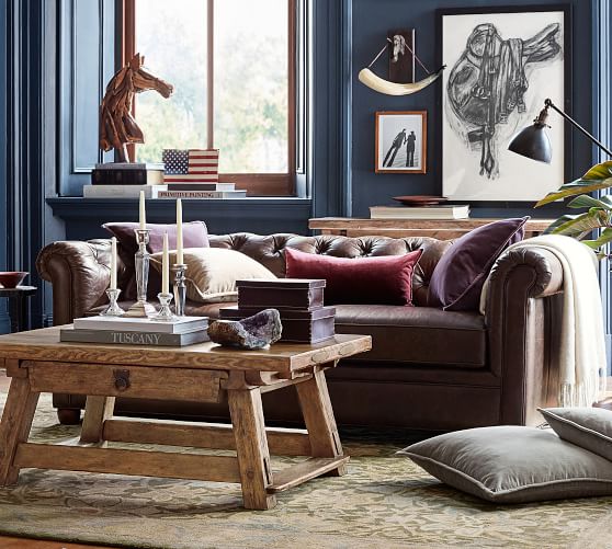 Pottery Barn CHESTERFIELD LEATHER SOFA pottery barn friends and family sale
