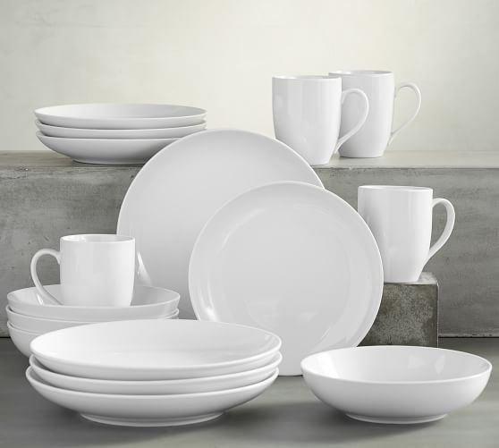 Pottery Barn GREAT WHITE COUPE DINNERWARE 16 Piece Set with soup bowl pottery barn flash sale