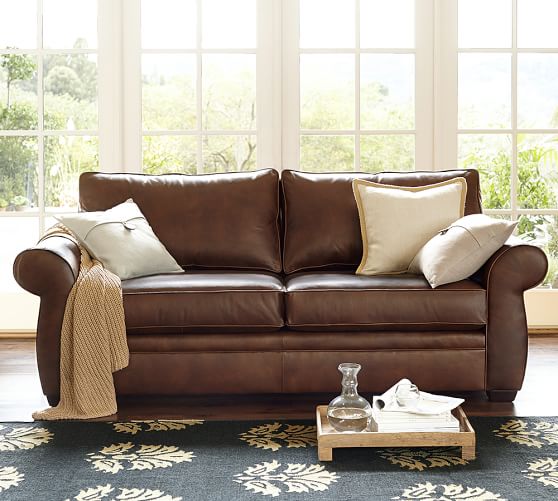 Pottery Barn PEARCE LEATHER SOFA pottery barn friends and family sale