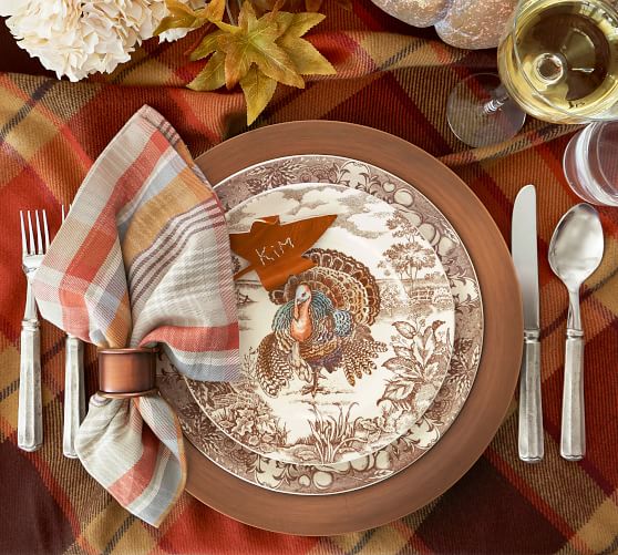 Pottery Barn TRADITIONAL TURKEY DINNER PLATE, SET OF 4 pottery barn flash sale
