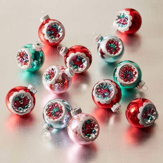 Shiny-Brite™ Medallion Ornaments (Set of 12) West Elm long weekend sale christmas ornaments retro