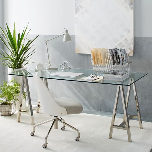 West Elm Cross-Base Desk - Polished Nickel west elm warehouse sale