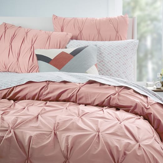 West Elm Organic Cotton Pintuck Duvet Cover + Shams - Rosette west elm warehouse sale
