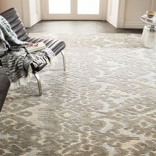West Elm Persian-Style Ikat Shine Rug - Platinum west elm warehouse sale