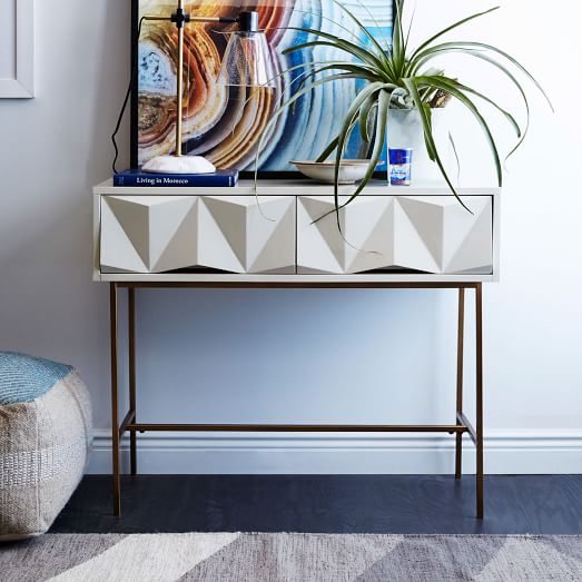 West Elm Sculpted Geo Console - Parchment west elm warehouse sale