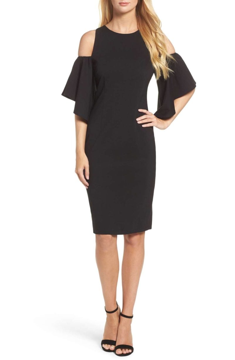 ELIZA J Cold Shoulder Sheath Dress Black holiday party dresses under 100 dollars nordstrom black friday sale