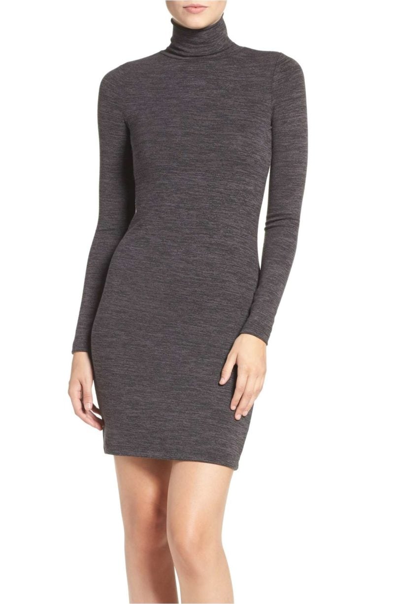 FRENCH CONNECTION 'Sweeter' Turtleneck Sweater Dress Charcoal Black nordstrom black friday sale holiday party dresses under 100 dollars