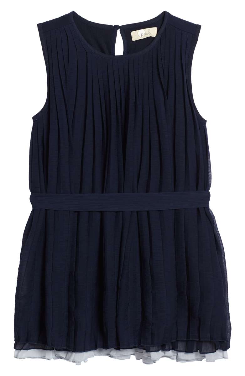 PEEK Stefanie Pleated Dress Navy Blue Toddler, Little Girl & Big Girl thanksgiving dresses for toddler girls