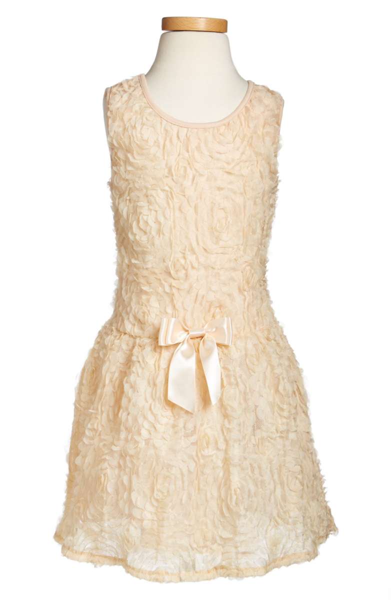 POPATU Rosette Drop Waist Dress Ivory Toddler, Little Girl & Big Girl thanksgiving dresses for toddler girls