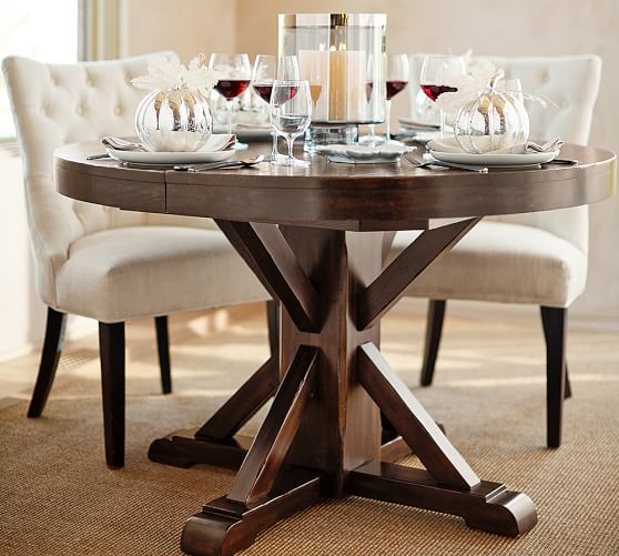 Pottery Barn BENCHWRIGHT EXTENDING PEDESTAL DINING TABLE, ALFRESCO BROWN pottery barn mega sale