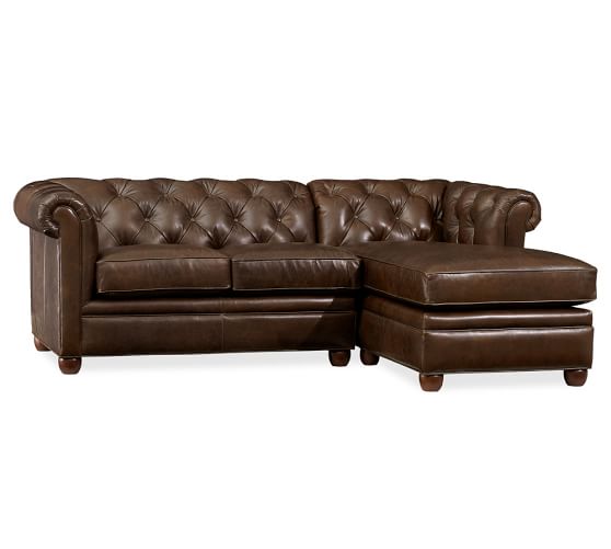 Pottery Barn CHESTERFIELD LEATHER SOFA WITH CHAISE SECTIONAL pottery barn mega sale