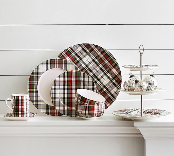 Pottery Barn DENVER PLAID TIERED STAND pottery barn pre-black friday sale