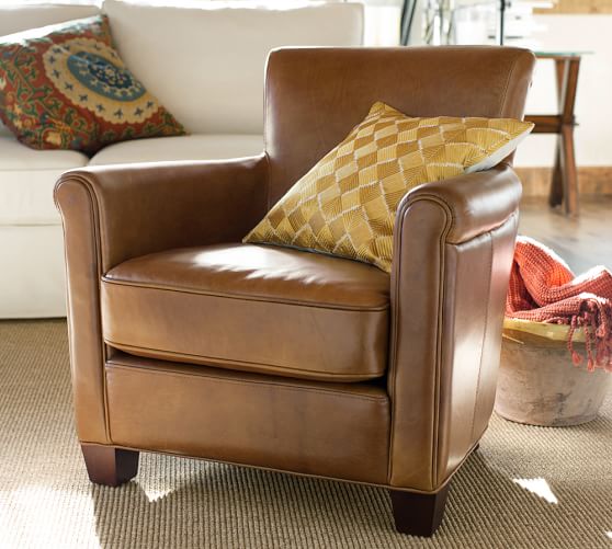Pottery Barn IRVING LEATHER ARMCHAIR pottery barn mega sale