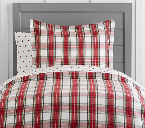 Pottery Barn Kids Organic Flannel Tartan Plaid Duvet Cover pottery barn kids buy more save more sale