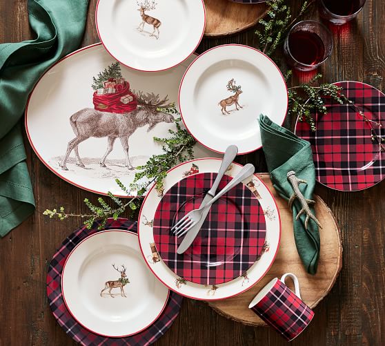 Pottery Barn LANDON PLAID 16 PIECE DINNERWARE SET pottery barn pre-black friday sale