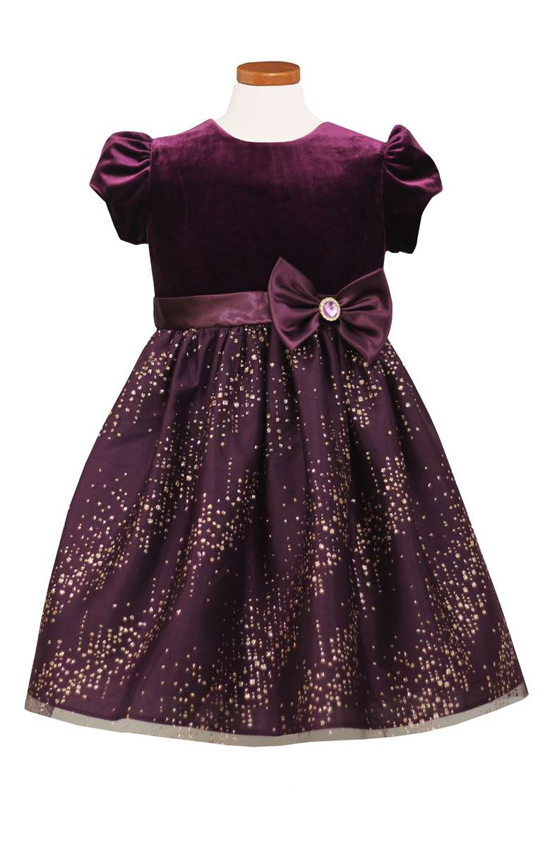 SORBET Velvet Bodice Fit & Flare Dress Purple Toddler & Little Girl thanksgiving dresses for toddler girls