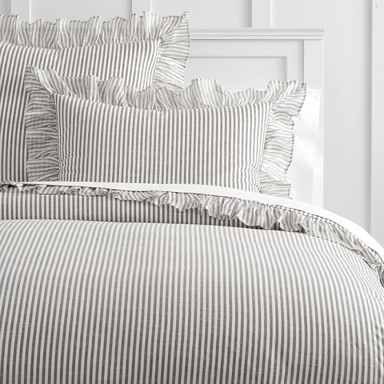 The Emily & Meritt Ruffle Stripe Duvet Cover + Sham emily and meritt for pbteen pottery barn teen sale
