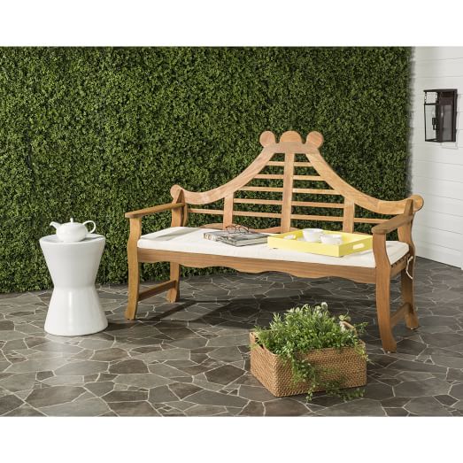 West Elm Ornate Outdoor Bench Teak Brown Ash Gray west elm black friday buy more save more sale