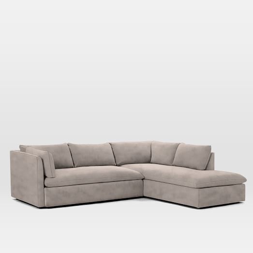 West Elm Shelter 2-Piece Terminal Chaise Sectional Performance Velvet Dove Gray west elm black friday buy more save more sale