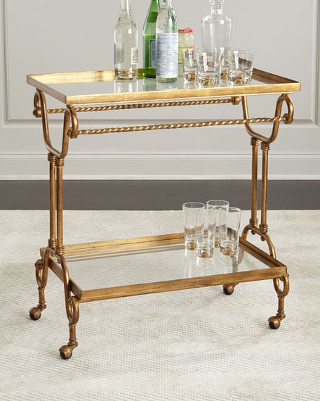 Amy Gold-Leaf Serving Cart Gold horchow friends and family sale