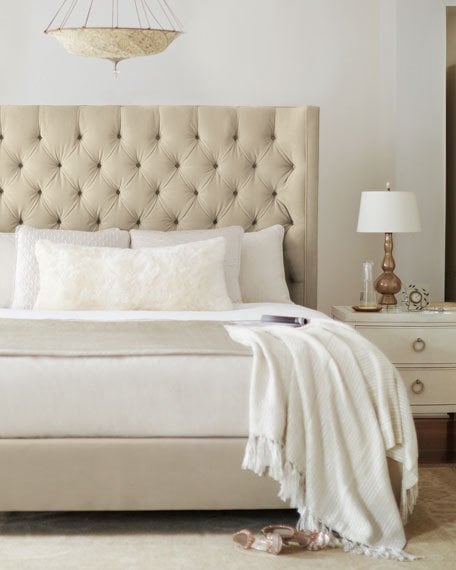 Bernhardt Audrey Tufted King Bed Alabaster horchow friends and family sale