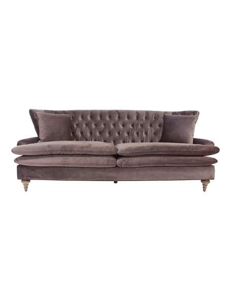 Carson Velvet Tufted Sofa Charcoal horchow friends and family sale