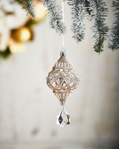 Christborn Wegner White & Silver Collection White Drop/Faux-Jewel Ornament Horchow friends and family sale