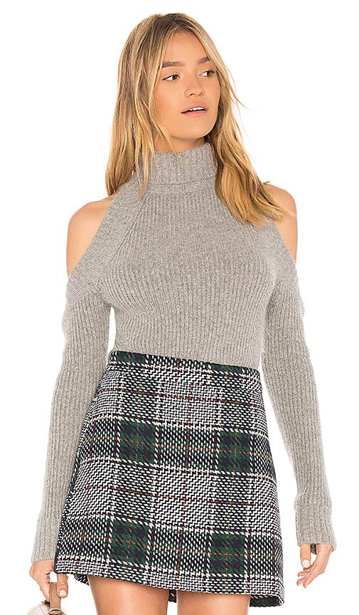 Endless Rose COLD SHOULDER SWEATER Heather Grey cold shoulder sweaters under 100 dollars