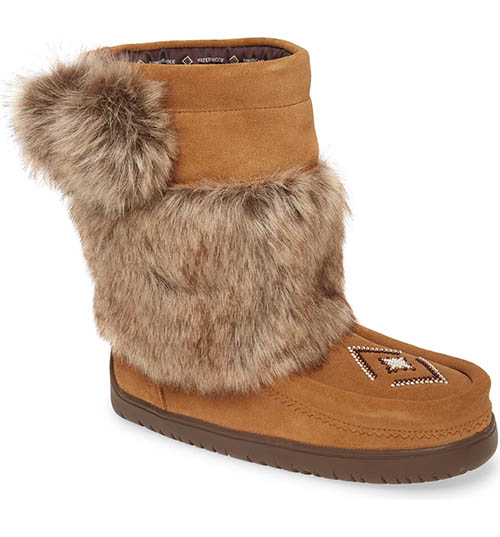 MANITOBAH MUKLUKS Faux Fur Waterproof Snow Boot Oak Suede snow boots women