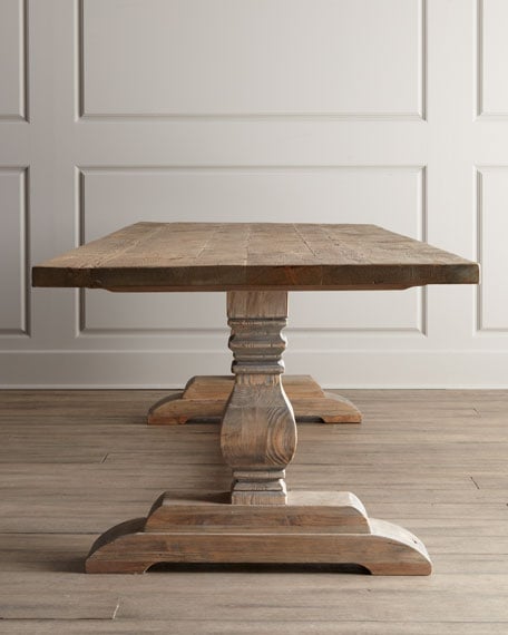 Natural Trestle Dining Table Reclaimed Pine horchow friends and family holiday sale