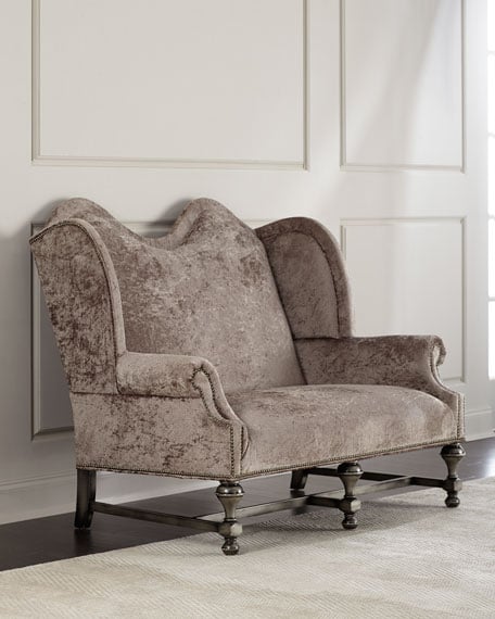 Old Hickory Tannery Bartel Crusted Settee Taupe horchow friends and family sale